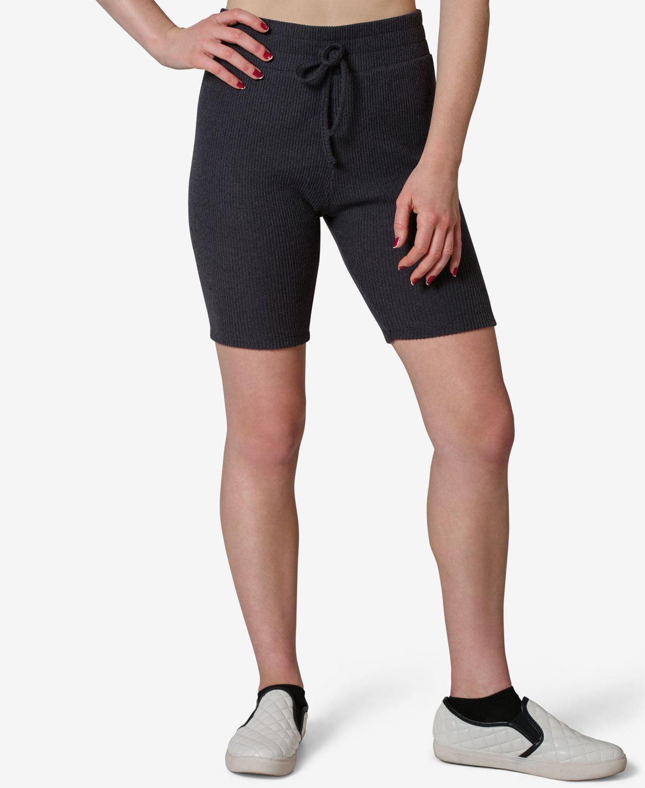 grey ribbed bike shorts