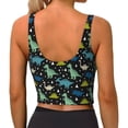 thumbnail image 4 of Goofa Dinosaur Printed Sports Bras for Women, High Impact Running Bra Workout Crop Tank Tops Longline Sports Bra Push up-XX-Large, 4 of 9
