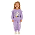 thumbnail image 3 of enyan Little Girls Fall Winter Outfit Size 1-8T Cotton Cute Print Long Sleeve Top and Pant Toddler Girl Clothes(Purple,9-12 Months), 3 of 6