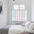 thumbnail image 4 of Blue Pink Plaid Kitchen Curtains 72 Inch Length, Pastel Green White Buffalo Patchwork Grommet Top Bedroom Living Room Curtains, Light Filtering Cafe Curtain Drapes 2 Panels Set 104''x72'', 4 of 9