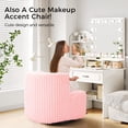 thumbnail image 3 of Vesgantti Swivel Accent Chair, 360° Swivel Barrel Chair Pink,  Fleece Round Swivel Chair with Pillow, High Stretch Foam Swivel Armchair, Swivel Chairs for Living Room, Accent Chairs for Bedroom, 3 of 7