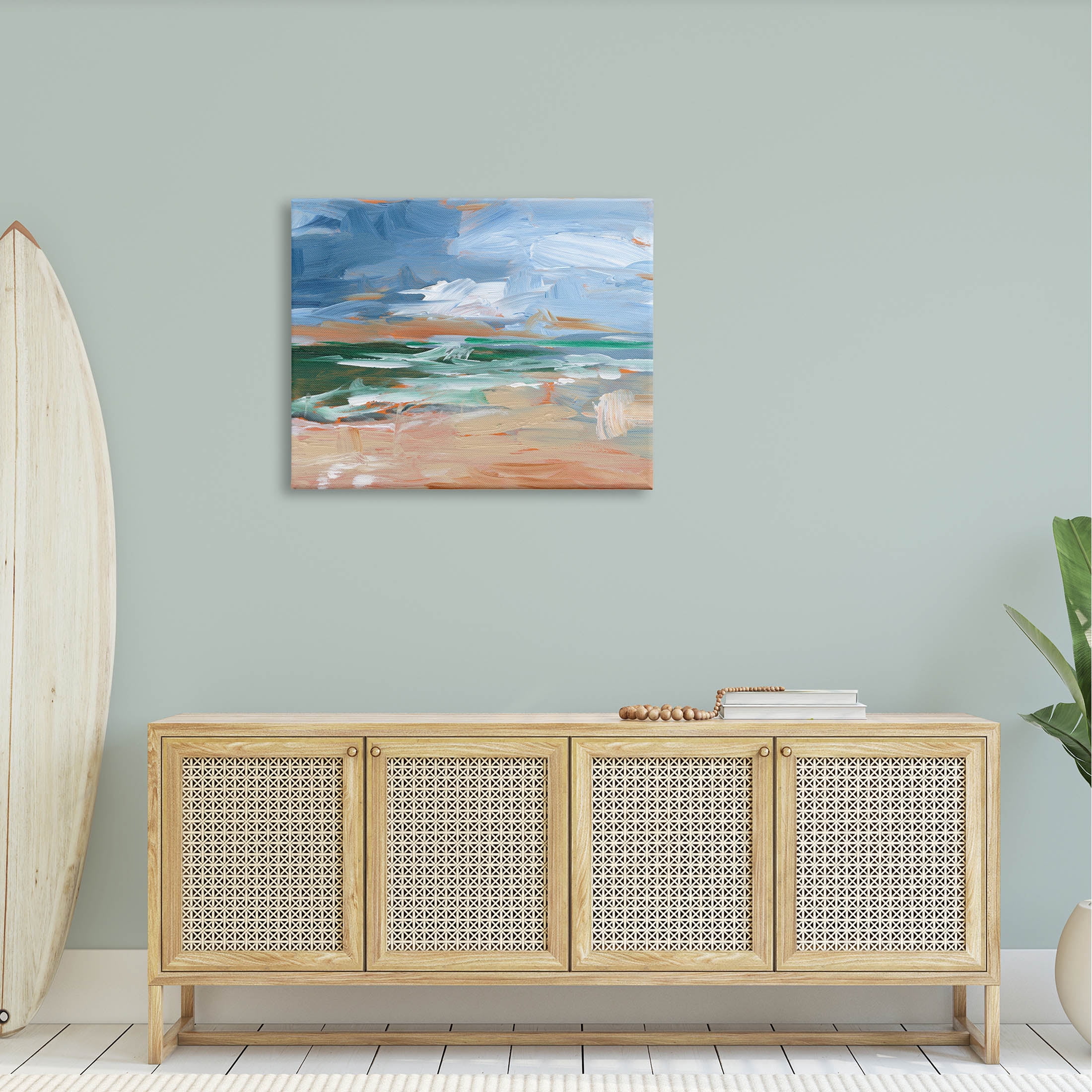 Abstract Beach Nautical Scenery Landscape Painting Gallery Wrapped Canvas Print Wall Art