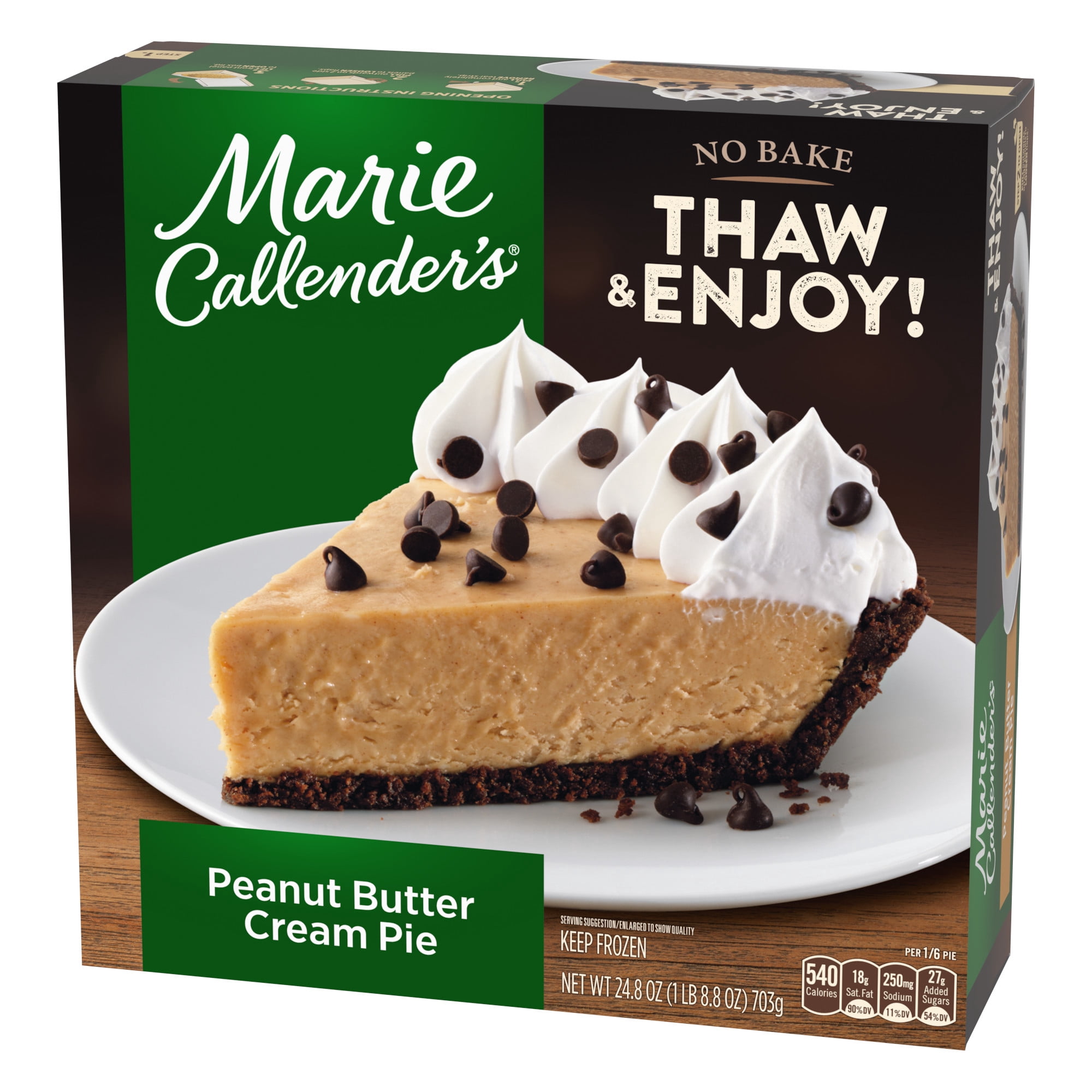 Marie Callender's Peanut Butter Cream Pie, Thaw & Enjoy Frozen Dessert, 24.8 oz.