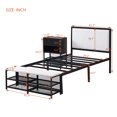thumbnail image 6 of Euroco Metal Twin Size Platform Bed with Storage Shleves and Ottoman, Black, 6 of 9