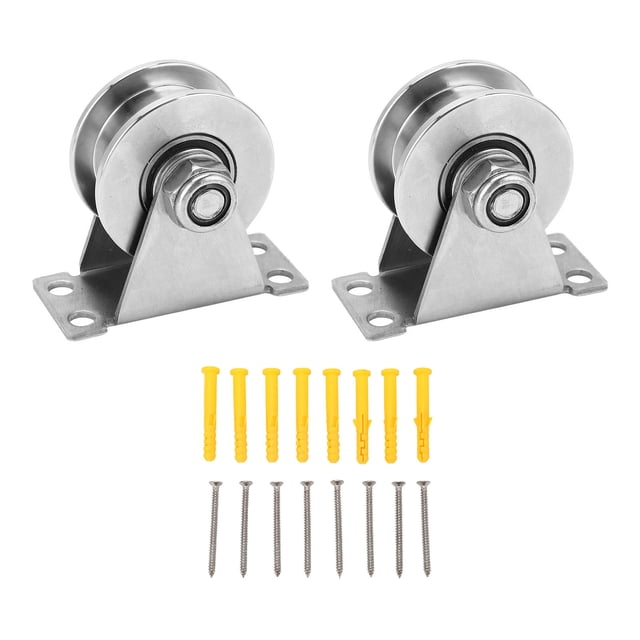 2 piezas de polea de rueda de 100 kg con rodamiento silencioso y suave de acero inoxidable Bloque de polea simple para techo de pared