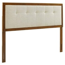 Modway Draper Tufted King Fabric and Wood Headboard in Walnut/Beige