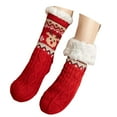 thumbnail image 3 of Yuanlong Winter Socks Christmas Reindeer Print Fluffy Lined Mid Tube Socks Indoor Cozy Thermal Slippers Socks For Unisex, 3 of 6