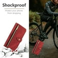 thumbnail image 6 of Case for iPhone 12 Mini 5.4 inch, 9 Card Slots Retro Leather Wallet Shockproof Flip Cover with Hand Strap Card Slots Zipper Pocket Kickstand Handbag Magnetic Closure - Retro Red Wine, 6 of 16