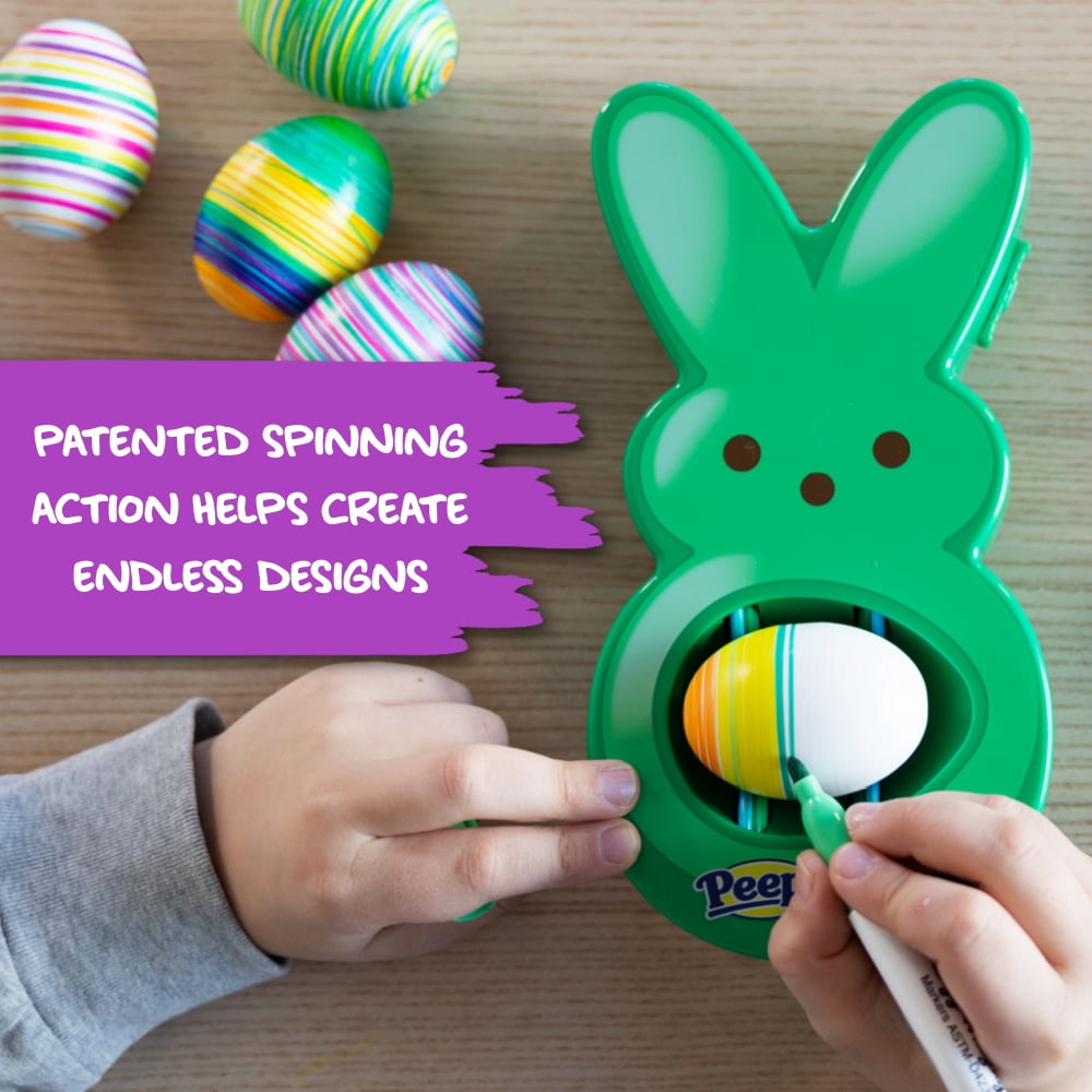 The Eggmazing Egg Decorator - Peeps Bunny - Arts and Craft Set Includes 6 Colorful Quick Drying, Non-Toxic Markers - Green