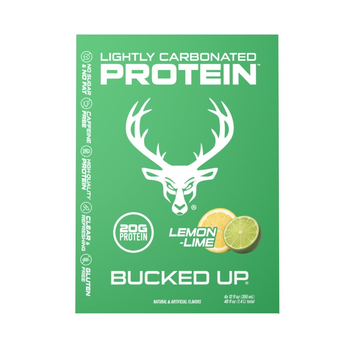 Bucked Up Lightly Carbonated Lemon Lime Protein 12 fl oz 4 Pack