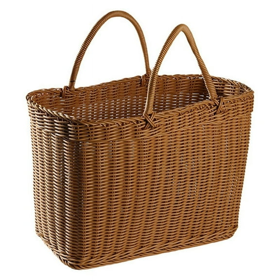 HOT Rattan shopping basket Simple Environmentally friendly vegetable Fruit Outdoor picnic,A
