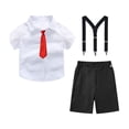 thumbnail image 4 of Fesfesfes Big Boys 2-15 Years Old Outfit Set,Summer Academy Style 4-Piece Suit,Short Sleeve Collared Shirt with Suspenders Tie,Pocketed Shorts Formal Gentleman Kids Clothing, 4 of 6