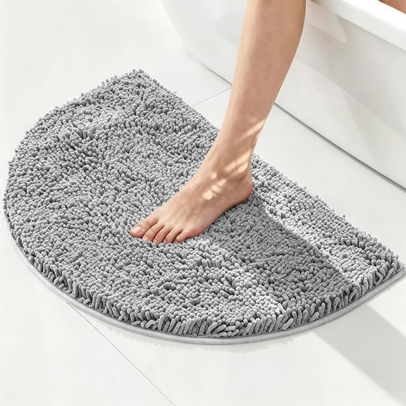 MudFree Bathroom Rugs, Super Absorbent Chenille Door Mat Bath Mat for Tub Non Slip, Quick Dry Machine Washable Floor Mat for Kitchen,Light Gray 31"X20"