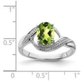 thumbnail image 2 of White Sterling Silver Ring Band Gemstone Peridot Oval Green Diamond, 2 of 2