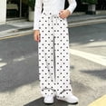 thumbnail image 2 of hotojiny Girls Wide Leg Sweatpants Polka Dot Print Baggy Pant with Drawstring Casual Elastic Waist Loose Athletic Pants(White,14-15 Years), 2 of 6