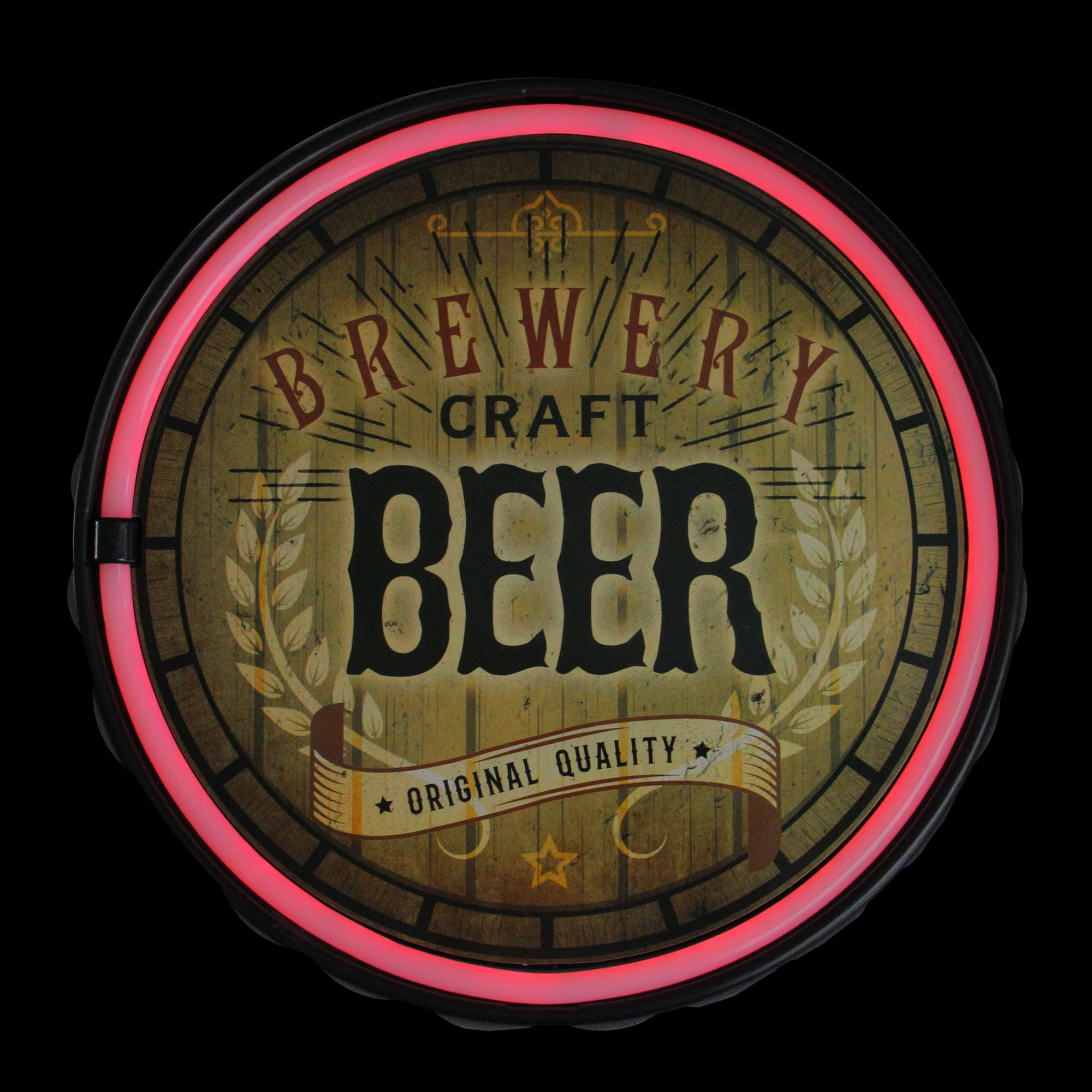 12.5" Battery Operated USB Neon Style LED Lighted Beer Bottle Cap Wall Sign