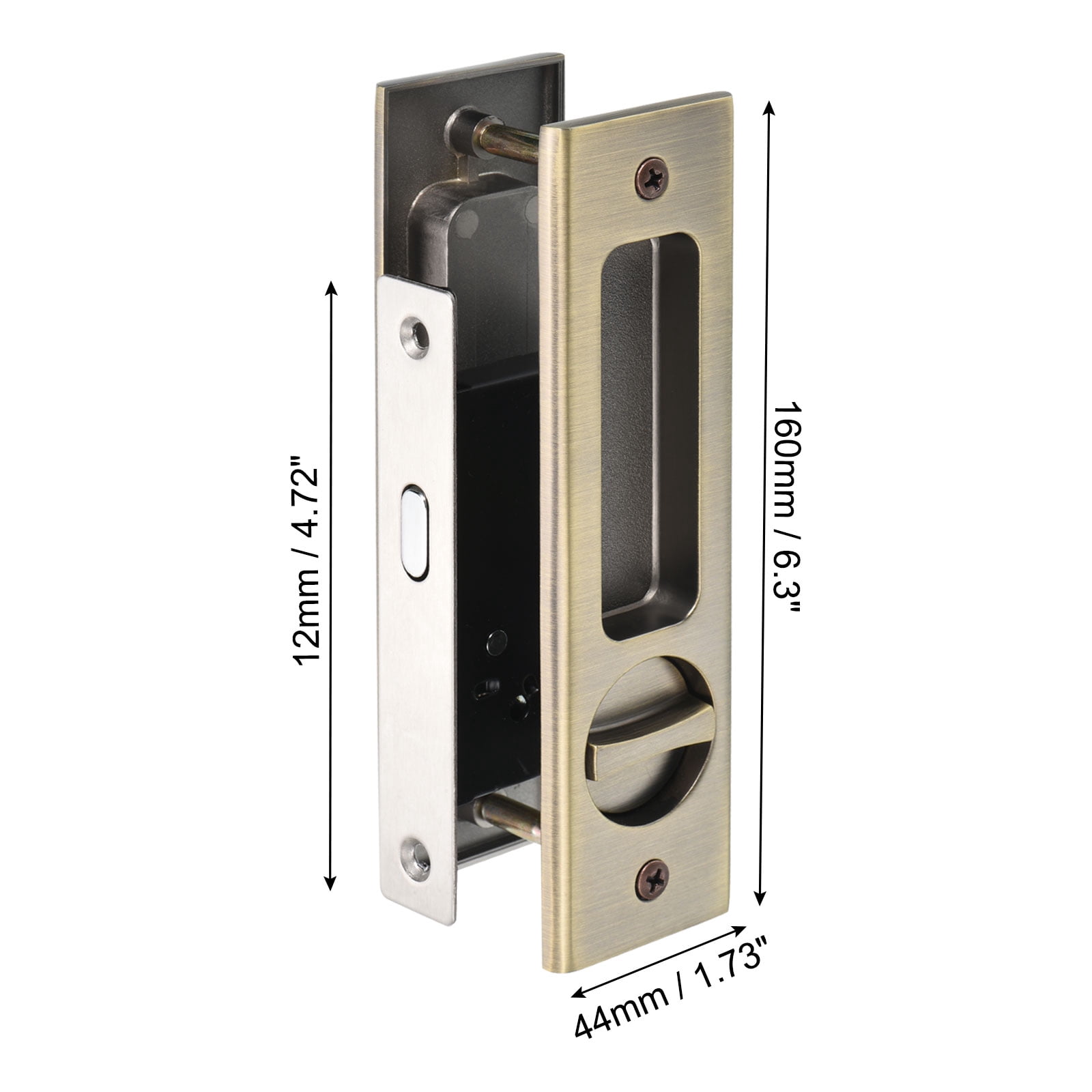Unique Bargains Sliding Door Lock Invisible Recessed Handle Latch Door Hardware Lock Bronze