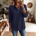 thumbnail image 2 of Dweltoz Womens Button Down Polo Shirts Casual Long Sleeve Collared Golf Top Trendy Office Solid Tennis Shirts Lightweight Breathable Athletic Tops,Dark Blue 3XL, 2 of 6