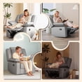 thumbnail image 6 of LAZZO Recliner Chair with Adjustable Armrest and Headrest, Upholstered Swivel Rocking Chair for Nursery & Living Room, Gray, 6 of 10