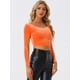 thumbnail image 2 of Disfraz de navidad Top corto de terciopelo con hombros descubiertos y manga larga para mujer Naranja XS, 2 of 6