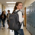 thumbnail image 3 of Large Capacity Solid Color Backpack for Students, Fashion Waterproof School Bag with Padded Straps, Durable Lightweight Bookbag for Daily Campus Commute, Perfect Back to School Gift, 3 of 5