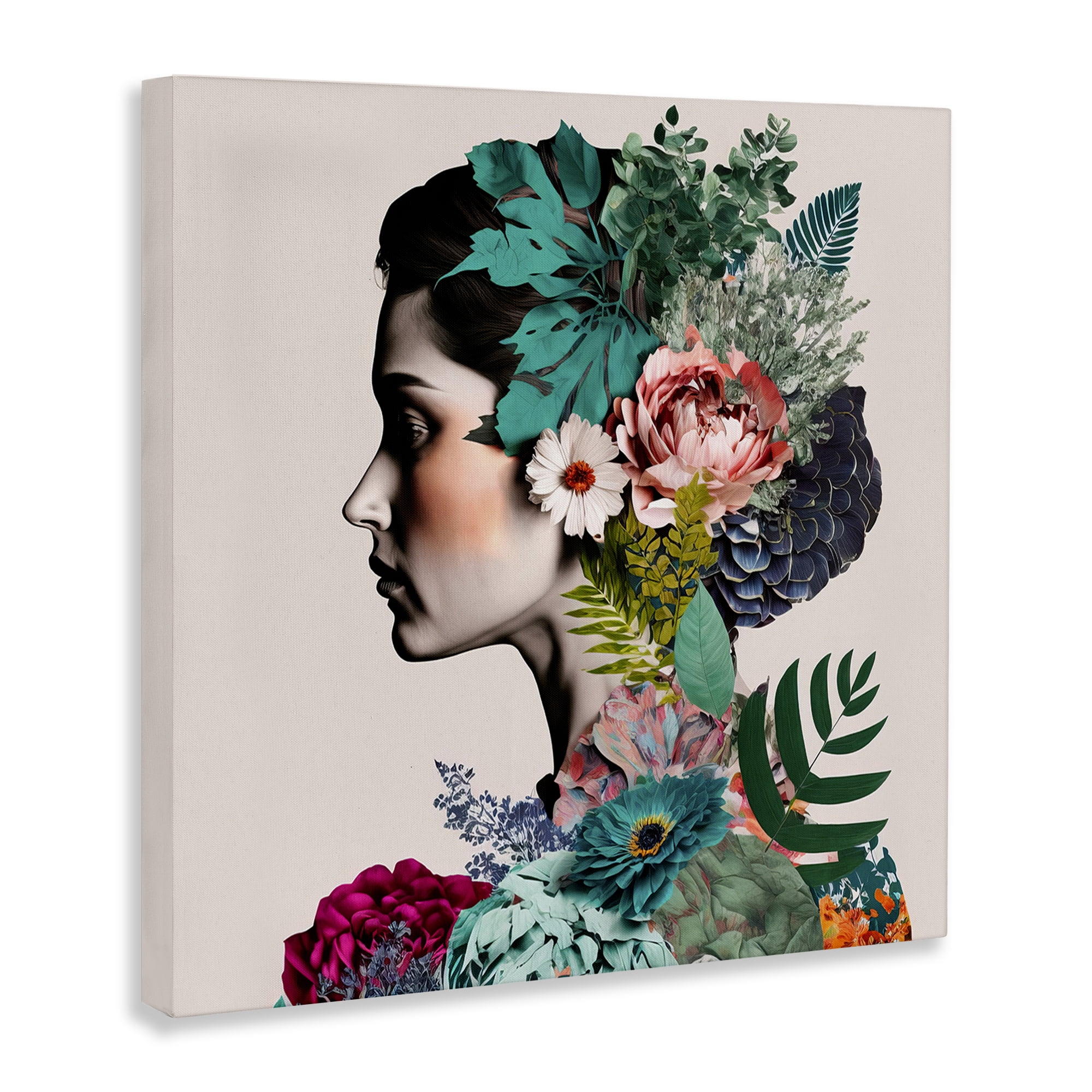 Stupell Industries Blooming Flowers Visage People Painting Wrapped Canvas Art Print Wall Art, 17 x 17
