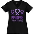 thumbnail image 3 of Inktastic Epilepsy Awareness Month Ribbon Women's Plus Size V-Neck T-Shirt, 3 of 5
