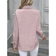 thumbnail image 6 of Button Down Shirts for Women Long Sleeve Blouse Shirts Casual Solid Office Work Tunic Top Pink XXL, 6 of 7