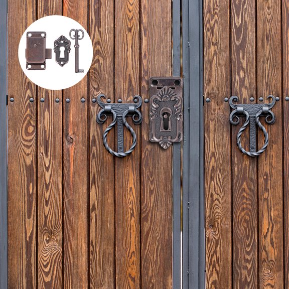 MLINS Antique Wooden Gift Lock for Box Use Durable Iron Latch Hook with Screw Holes 2 Pcs Assorted Color