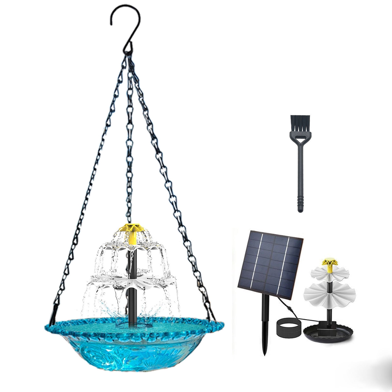 Hanging Solar Bird Bath Fountain,Solar Powered Cascading Outdoor Water Fountain,Hanging Bird Bath with Solars Pump & Bowl,Cascade Water Bowl,Decorative Garden Yard PatioBird BathFountain