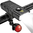 thumbnail image 1 of Luces potentes para bicicleta de 7000 lúmenes delanteras y traseras, 5 LED súper recargables por USB, resistentes al agua., 1 of 5