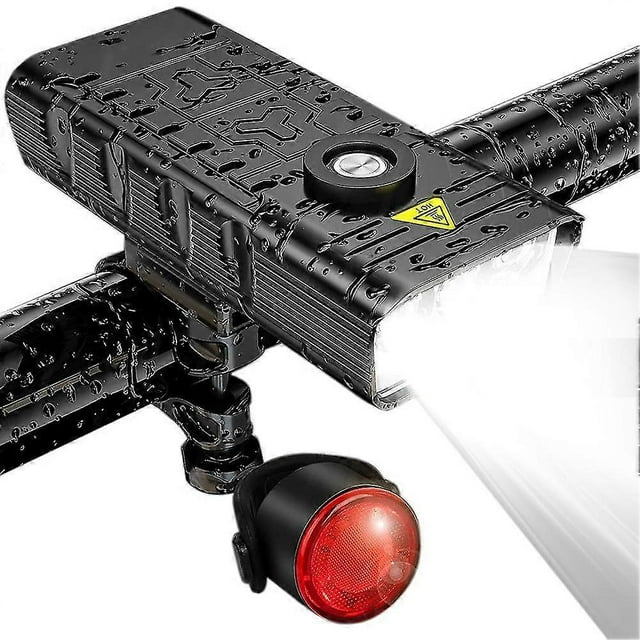 Luces potentes para bicicleta de 7000 lúmenes delanteras y traseras, 5 LED súper recargables por USB, resistentes al agua.