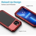 thumbnail image 3 of Phone 13 Pro Metal Case, Heavy Duty Shockproof Tough Rugged Case with Built-in Glass Screen Protector, 360 Full Body Protective Cover for iPhone 13 Pro 6.1 inch, Black, 3 of 14