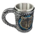 thumbnail image 4 of Large Celtic Blue Alpha Gray Wolf Mug Stainless Steel Rim Resin 18oz Cup, 4 of 9