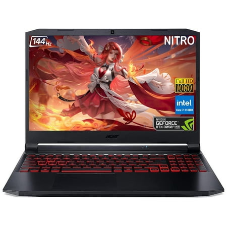 Acer Nitro 5 Gaming Laptop, 15.6" FHD IPS 144Hz Display, Intel Core i7-11800H, NVIDIA GeForce RTX 3050 Ti, 64GB DDR4, 2TB PCIe SSD, 2TB HDD, Wi-Fi 6, Backlit Keyboard, Windows 11 Home, Laptop Stand