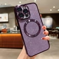 thumbnail image 2 of Funda magnética con purpurina para iPhone 12 Pro Max de 6.7", compatible con Magsafe. Preciosa funda transparente con acabado brillante, protector de lente de cámara, antiarañazos y a prueba de, 2 of 8