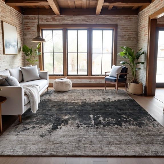 Addison Rugs Mayfield Premium Machine Washable Transitional Abstract Taupe Rectangle Rug, 9' x 12'