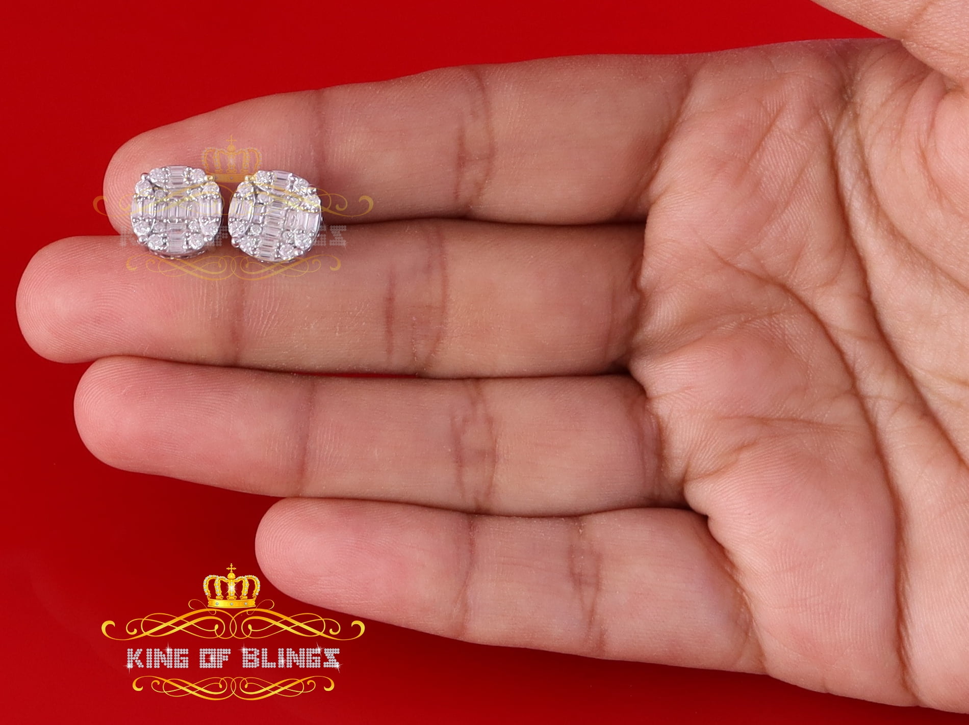 King of Bling's Men's/Womens 925 Silver Yellow 2.00ct VVS 'D' Moissanite Round Stud Earrings