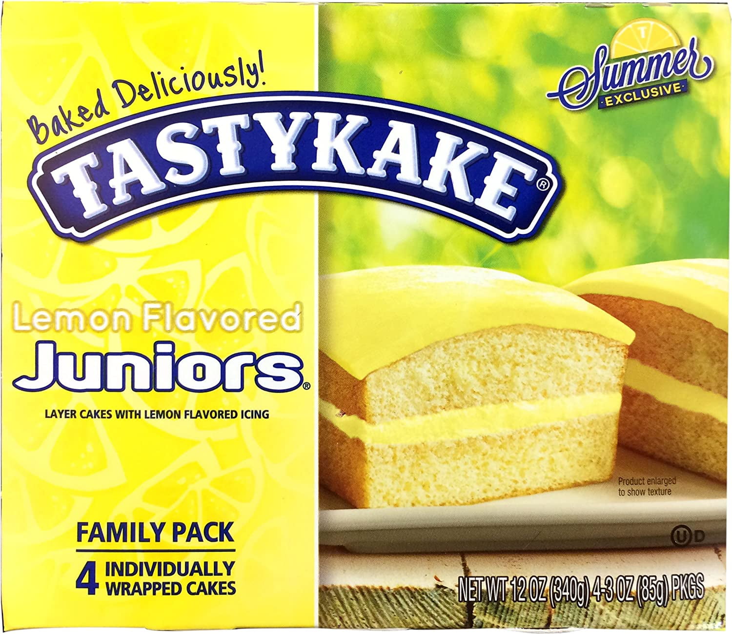 Tastykake Lemon Flavored Juniors Snack Cakes 12 oz 4 Cake Package