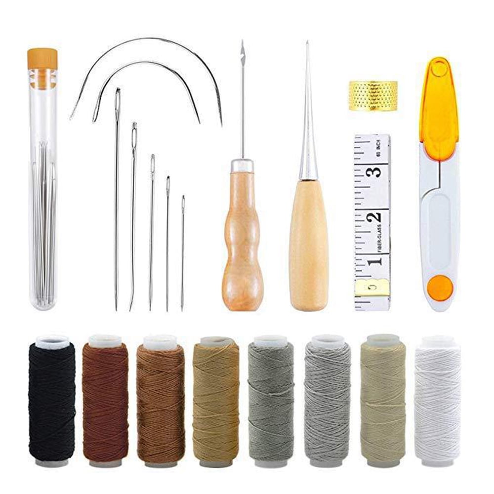 31 Pieces Leather Sewing Kit Leather Sewing Upholstery Repair Kit with 8 Colo... 