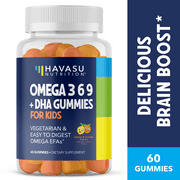 Havasu Nutrition Omega 369 Gummies | Omega DHA Gummies for Kids | Kids Brain Booster Supplement, 60 Ct
