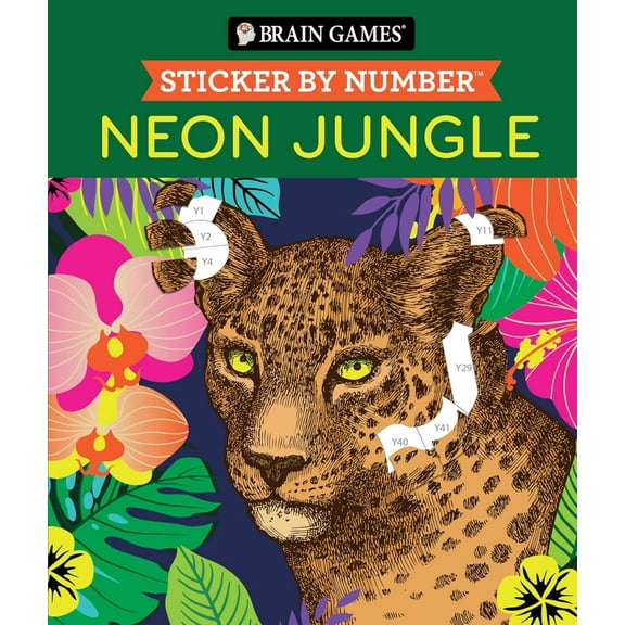 Brain Games - Sticker by Number: Neon Jungle (28 Images to Sticker)
