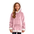 thumbnail image 3 of SRZYMJ Boys Flannel Hooded Pullover Sweatshirt Soft Cozy Casual Wear Youth Childrens Outerwear Jacket Top Light Pink 10-11 Years, 3 of 7