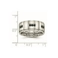 thumbnail image 2 of 9mm Stainless Steel Polished Ridged Edged Black Cubic Zirconia Ring Size 8 Ring for Women, 2 of 2