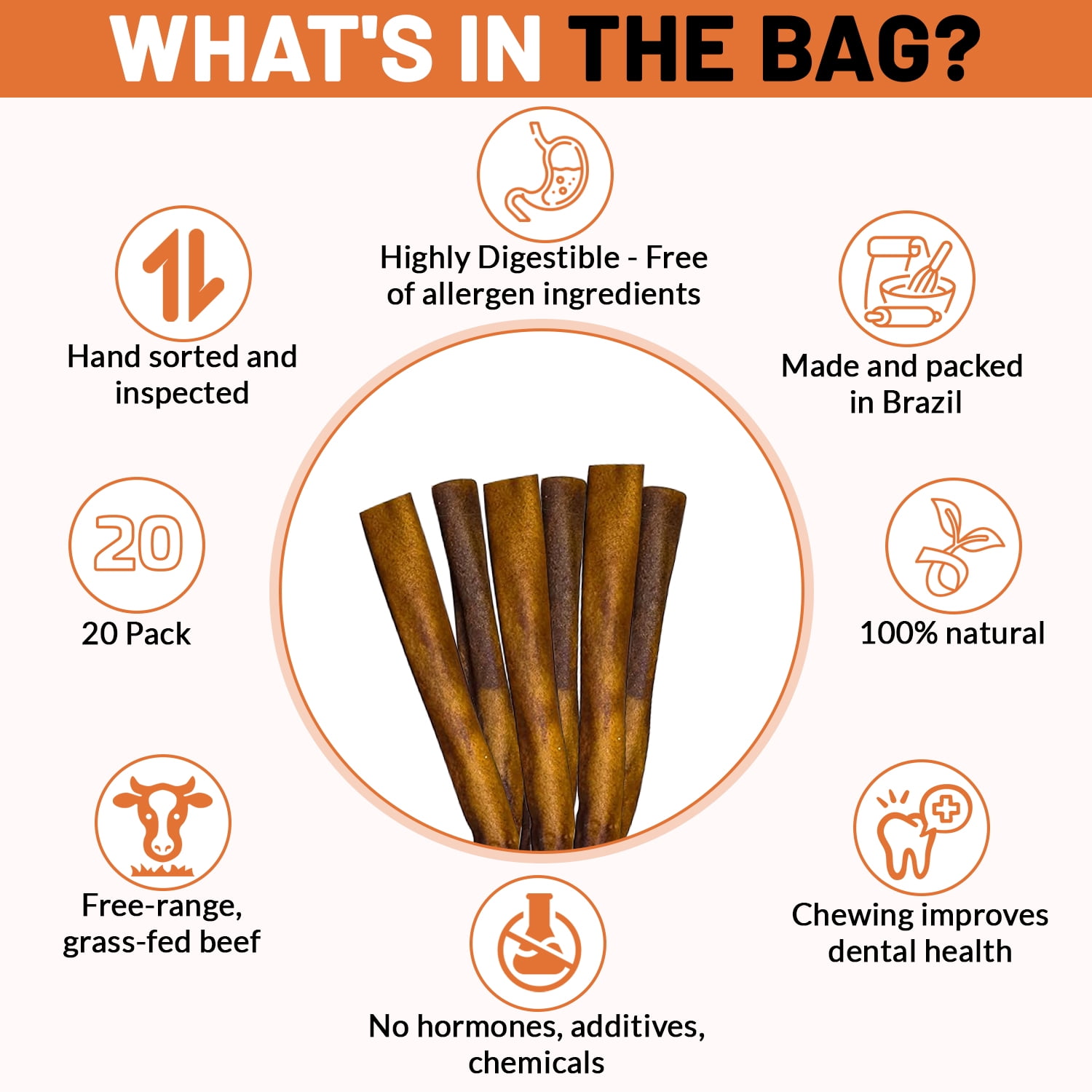 PetSamba 12-Inch Beef Collagen Sticks for Large Dogs [12-Pack] – Extra Long-Lasting Bully Stick Alternative – Supports Joint Mobility, Digestion & Dental Health – 100% Natural Beef Corium