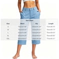 thumbnail image 2 of Admvng Women's Faux Denim Culottes Wide Leg with Pockets Everyday Summer Capri Pants, 2 of 6