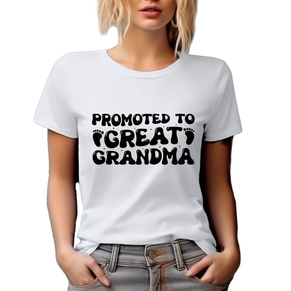Promoted to Great Grandma, Baby Shower Party, New Grandmother, White T-Shirt, Small