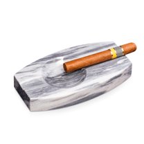 Handcrafted genuine marble double cigar ashtray in carrera gray marble