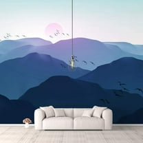 Idea4wall 4pcs Chinese Style Landscape Peel and Stick Wallpaper Removable Wall Murals Large Wall Stickers for Home Decoration, 66"x24"