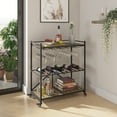 thumbnail image 1 of Artum Hill Asher 30" Tall Black Metal Folding Bar Cart with Wood Shelfs, 1 of 8